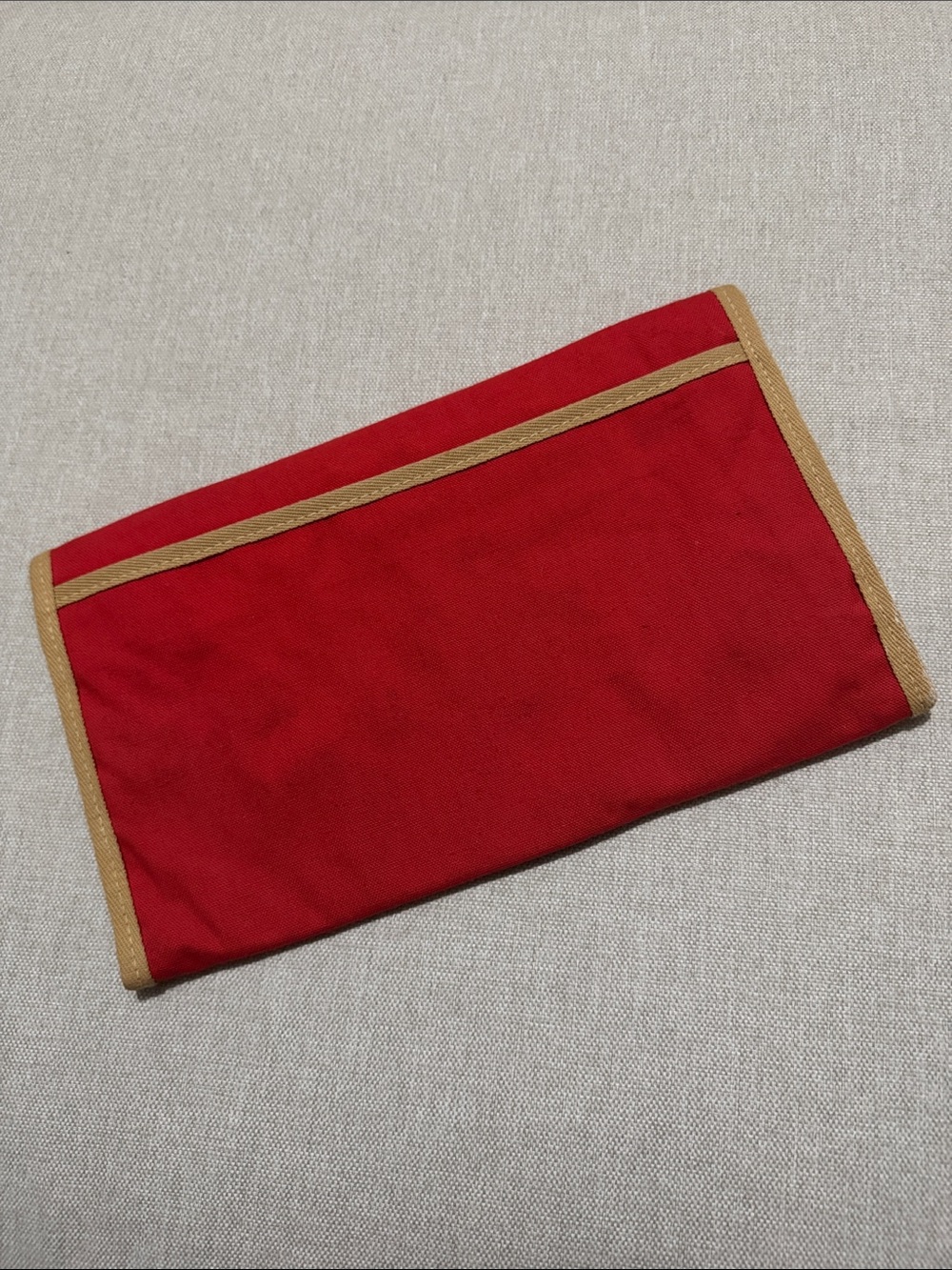 Vintage Envelope Style Clutch/Handbag-Red Cloth-Gold Tone Handles-Fold Over/Snap - Picture 3 of 17